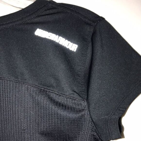Under Armour Womens Black Crew Neck Mesh Back Fly By Short Sleeve Shirt Small - Picture 4 of 5